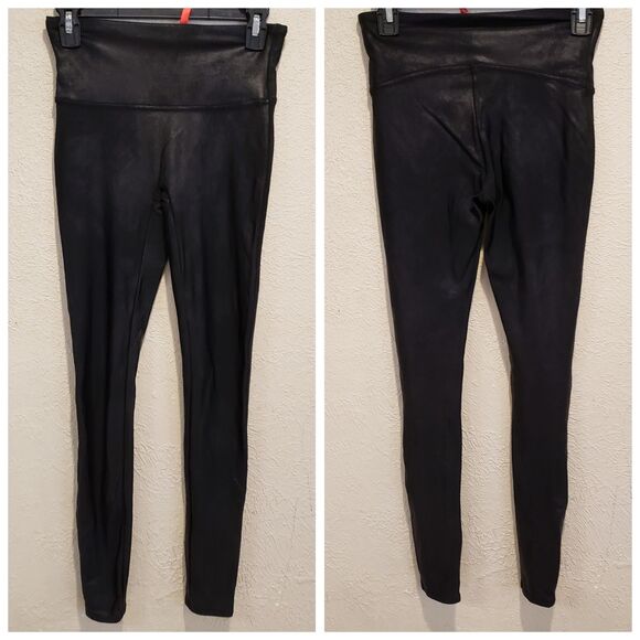 Spanx Womens Stretch Solid Mid-Rise Activewear Ankle Leggings Black Size M - Picture 1 of 7